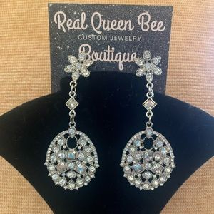 Clear Crystal Chandeliers Pageant earrings